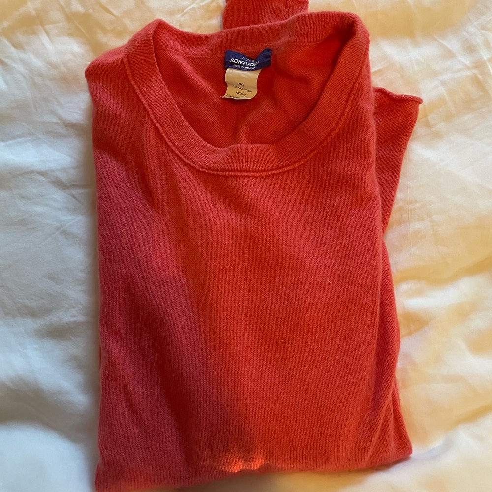 Jcrew Coral Cashmere Long Sleeve Sweater